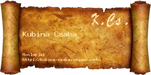 Kubina Csaba névjegykártya